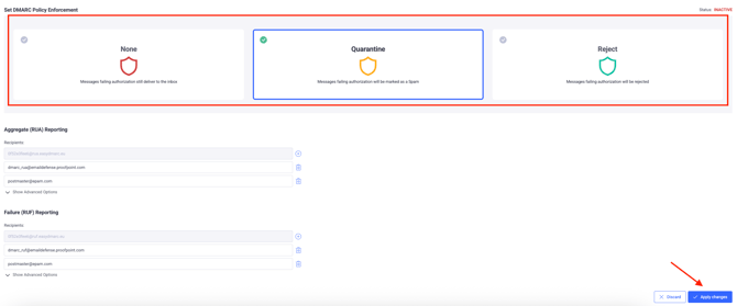 Dashboard screenshot of Managed DMARC
